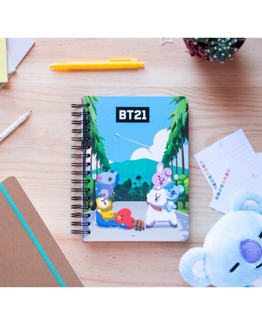 Caderno de Capa Forrada A5 BT21 - Azul/Verde 4