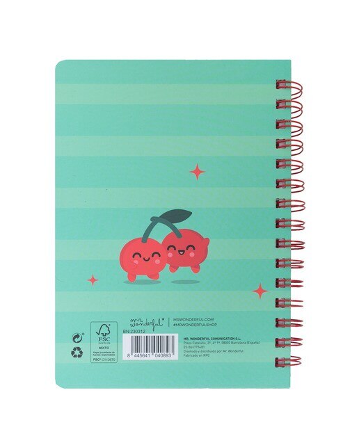 Libreta A5 con squishy Mr Wonderful: Cerezas ¡Vamos a por ello! 3