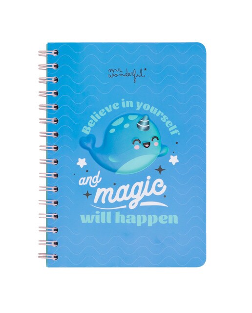 Notebook A5 Narwhal 3D Mr Wonderful : Believe in yourself and magic will happen 1