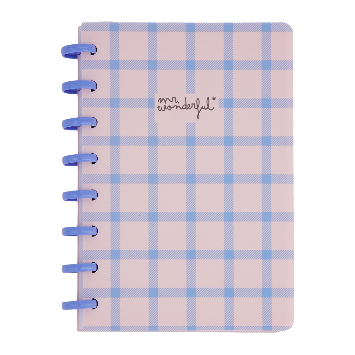 Caderno A5 Mr Wonderful: quadrados azuis e cor-de-rosa 1