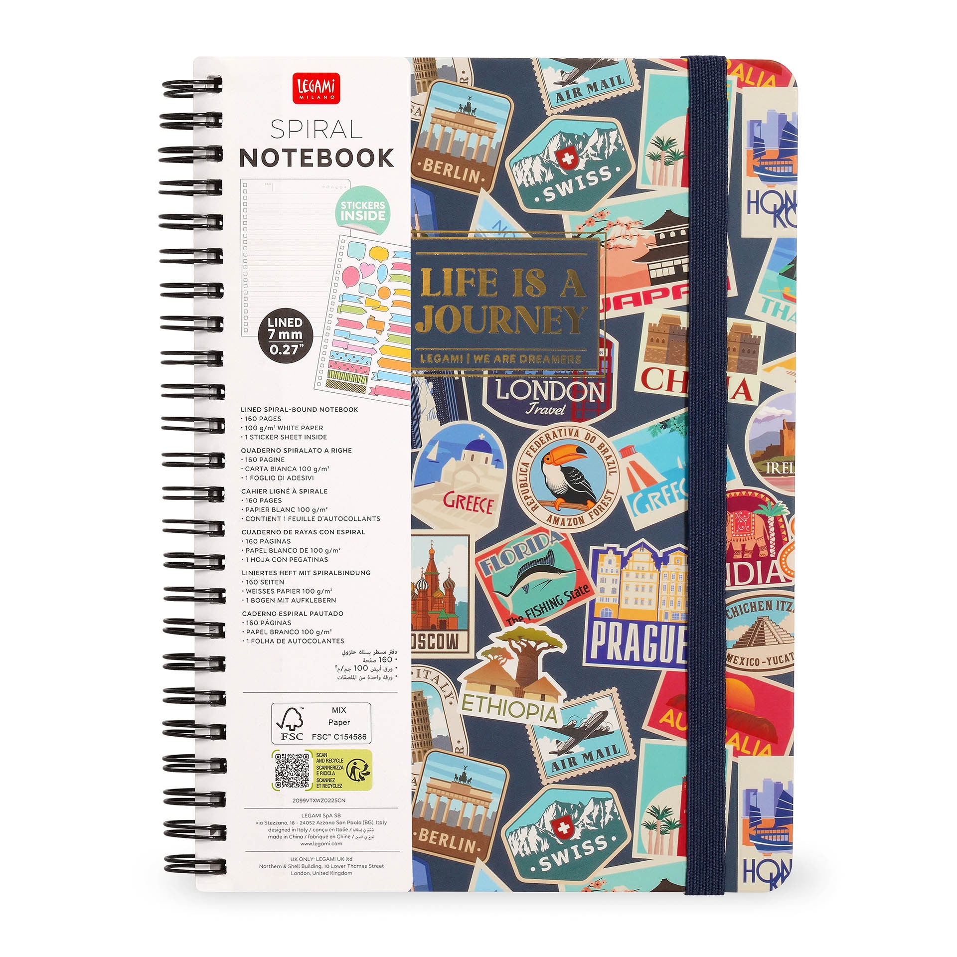 A4 caderno espiral Legami Travel Stickers 7