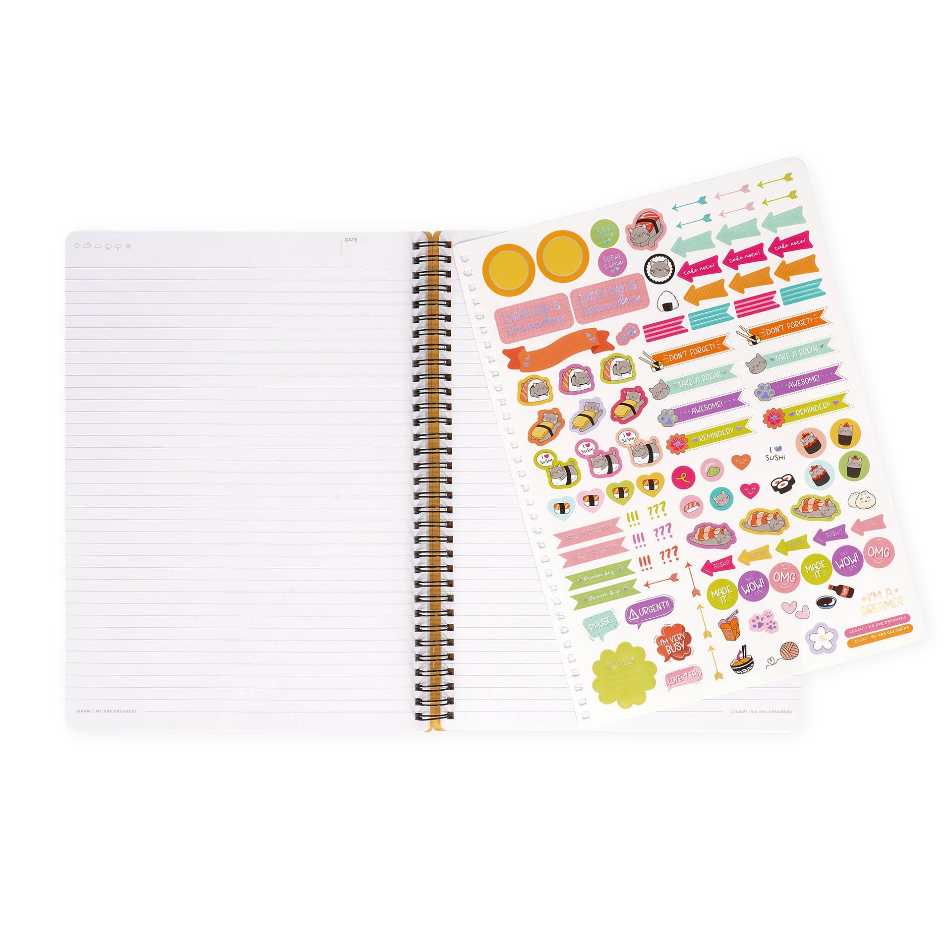 Caderno espiral A4 Legami Sushi Cat 6