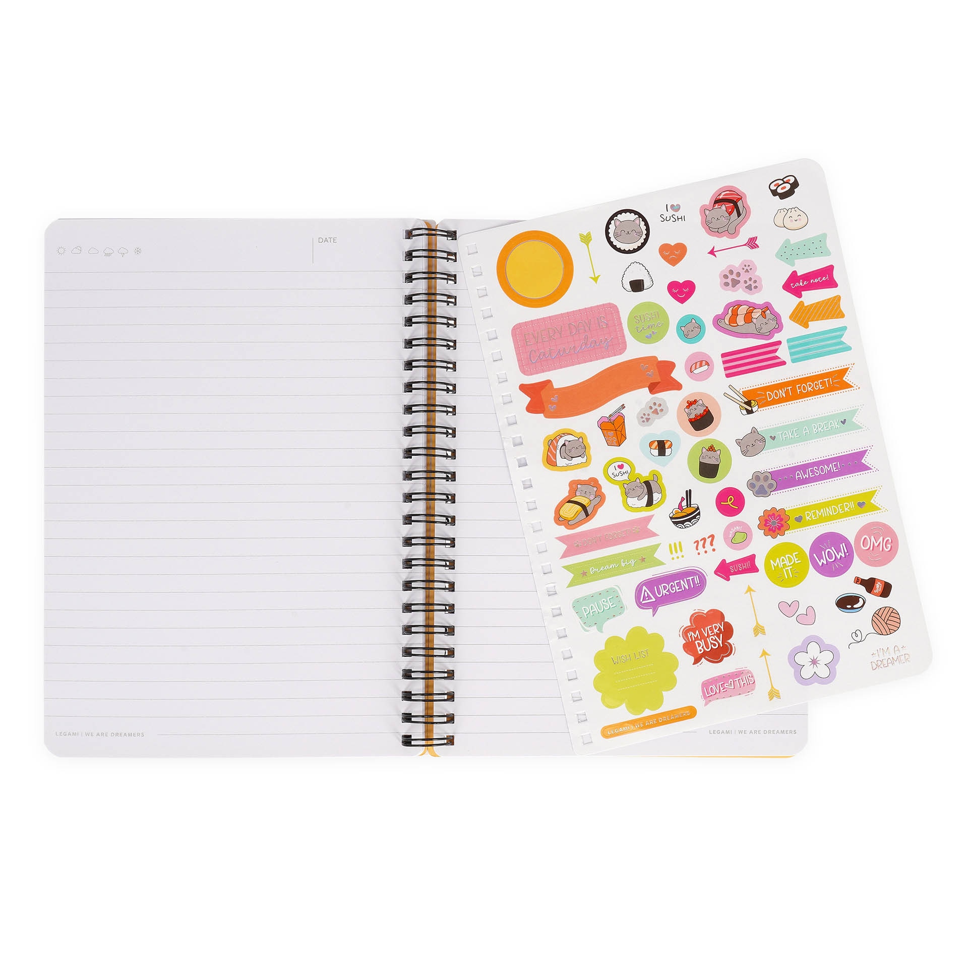 Caderno espiral A5 Legami Sushi Cat 5