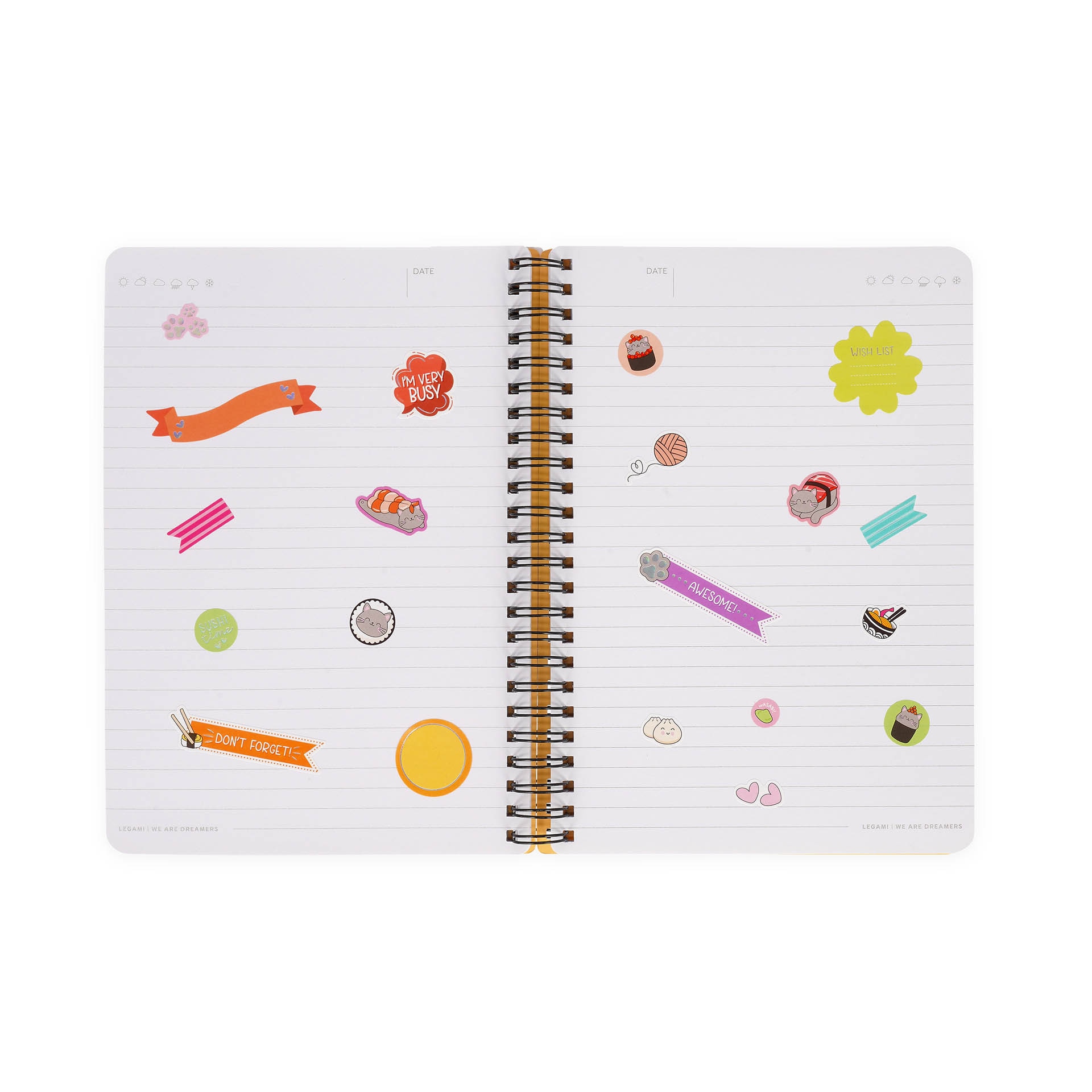 Caderno espiral A5 Legami Sushi Cat 6