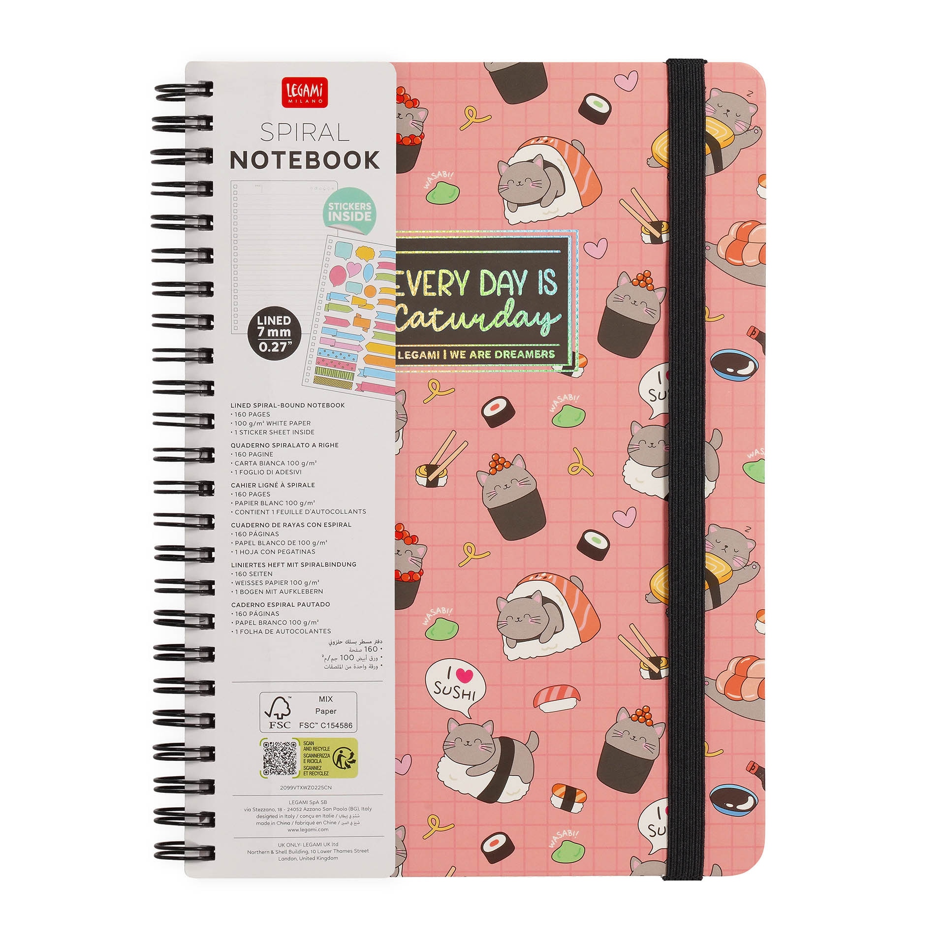 Caderno espiral A5 Legami Sushi Cat 7
