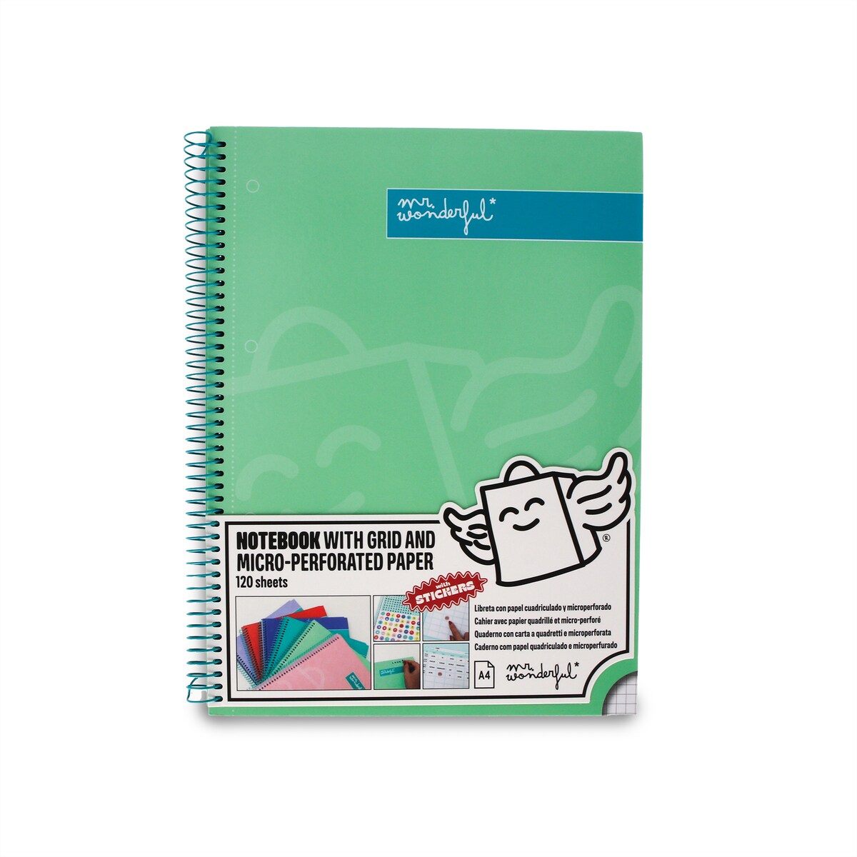 Libreta A4 verde espiral Mr Wonderful: WINGY 1