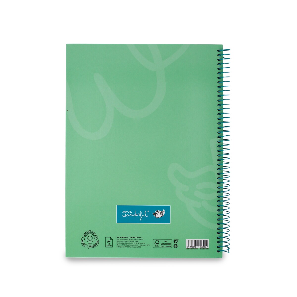 Libreta A4 verde espiral Mr Wonderful: WINGY 2