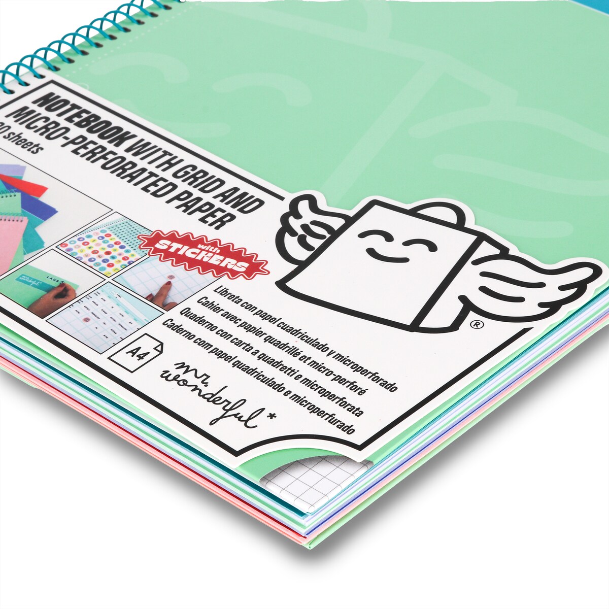 Libreta A4 verde espiral Mr Wonderful: WINGY 13