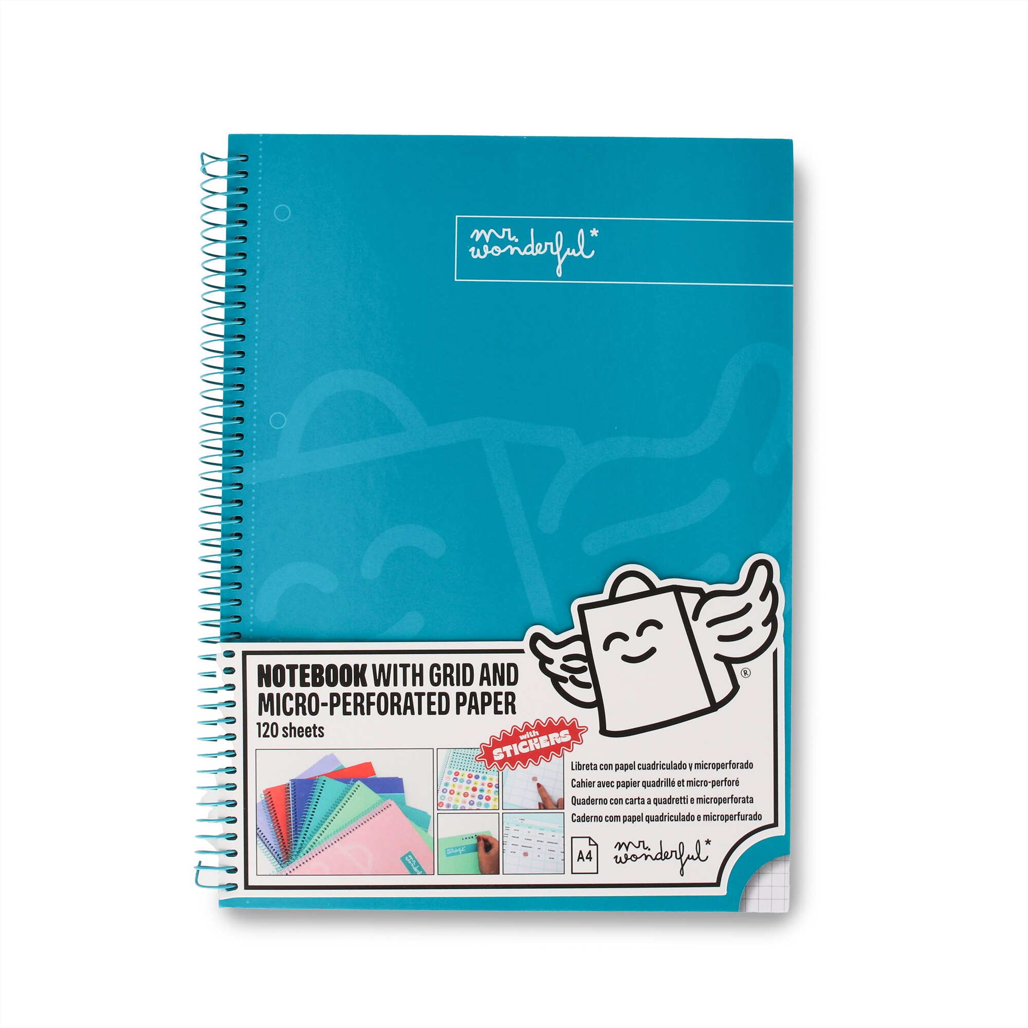 Imagen 0 de Libreta A4 turquesa espiral Mr Wonderful: WINGY