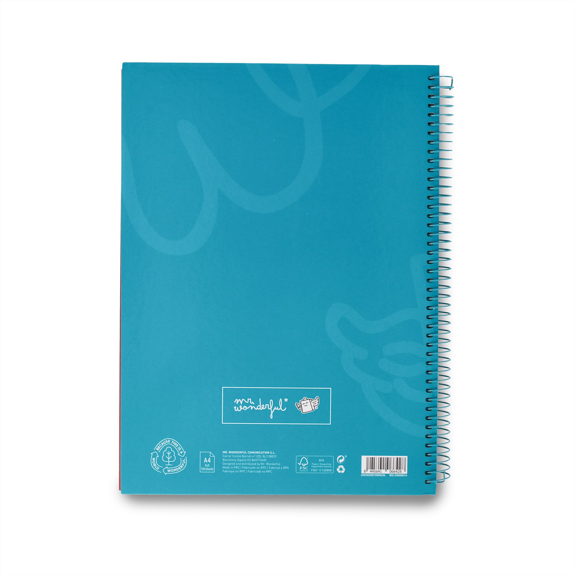 Libreta A4 turquesa espiral Mr Wonderful: WINGY 2