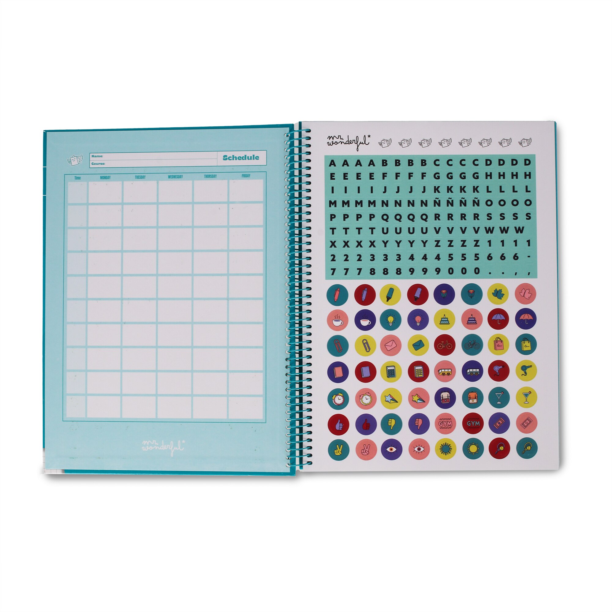 Libreta A4 turquesa espiral Mr Wonderful: WINGY 8
