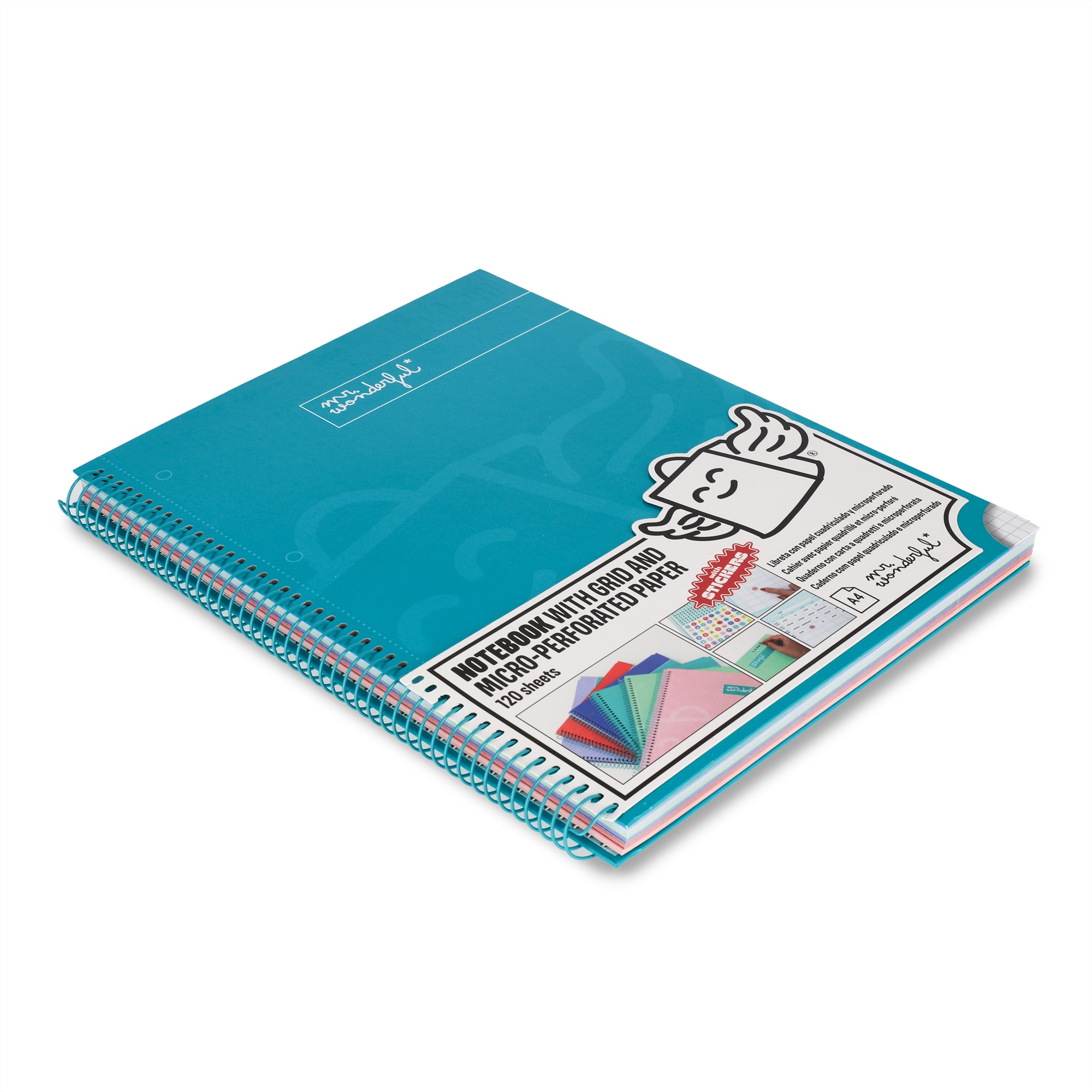 Libreta A4 turquesa espiral Mr Wonderful: WINGY 12