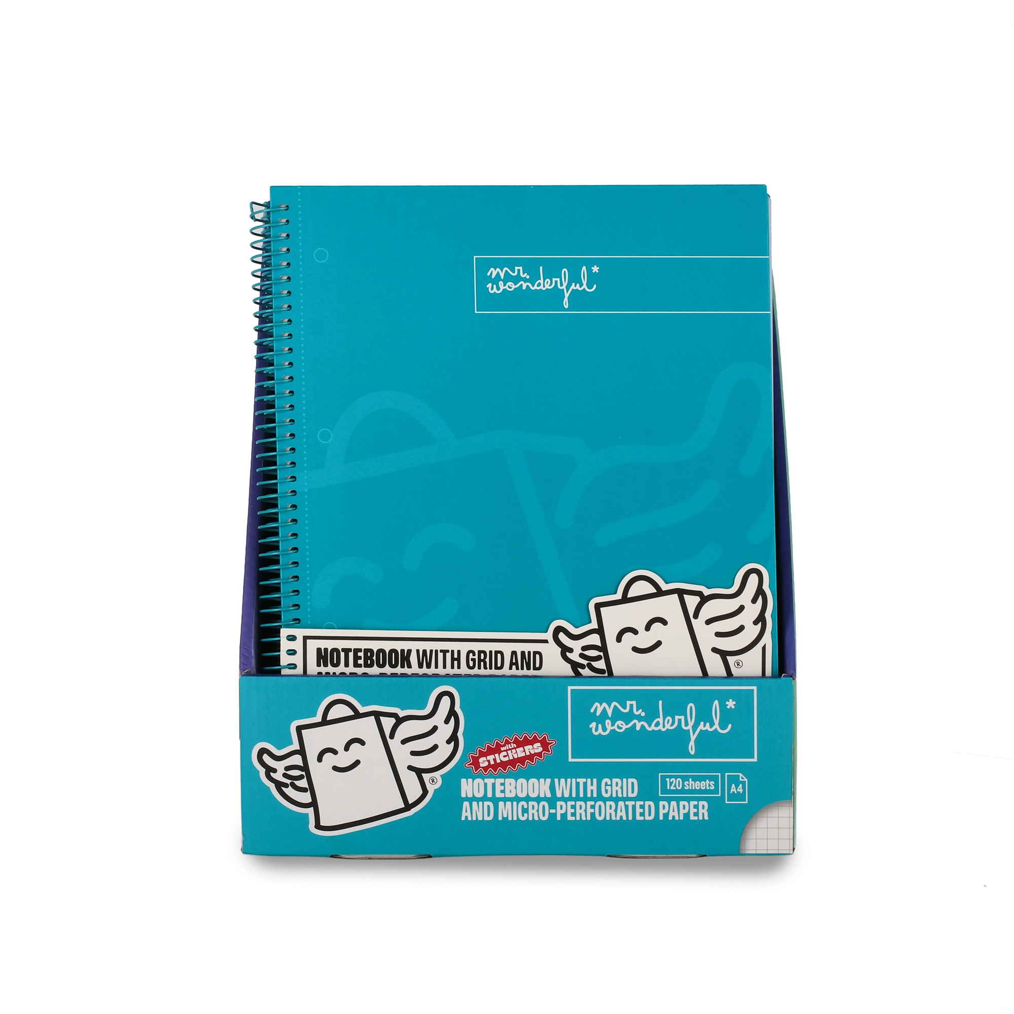 Libreta A4 turquesa espiral Mr Wonderful: WINGY 14