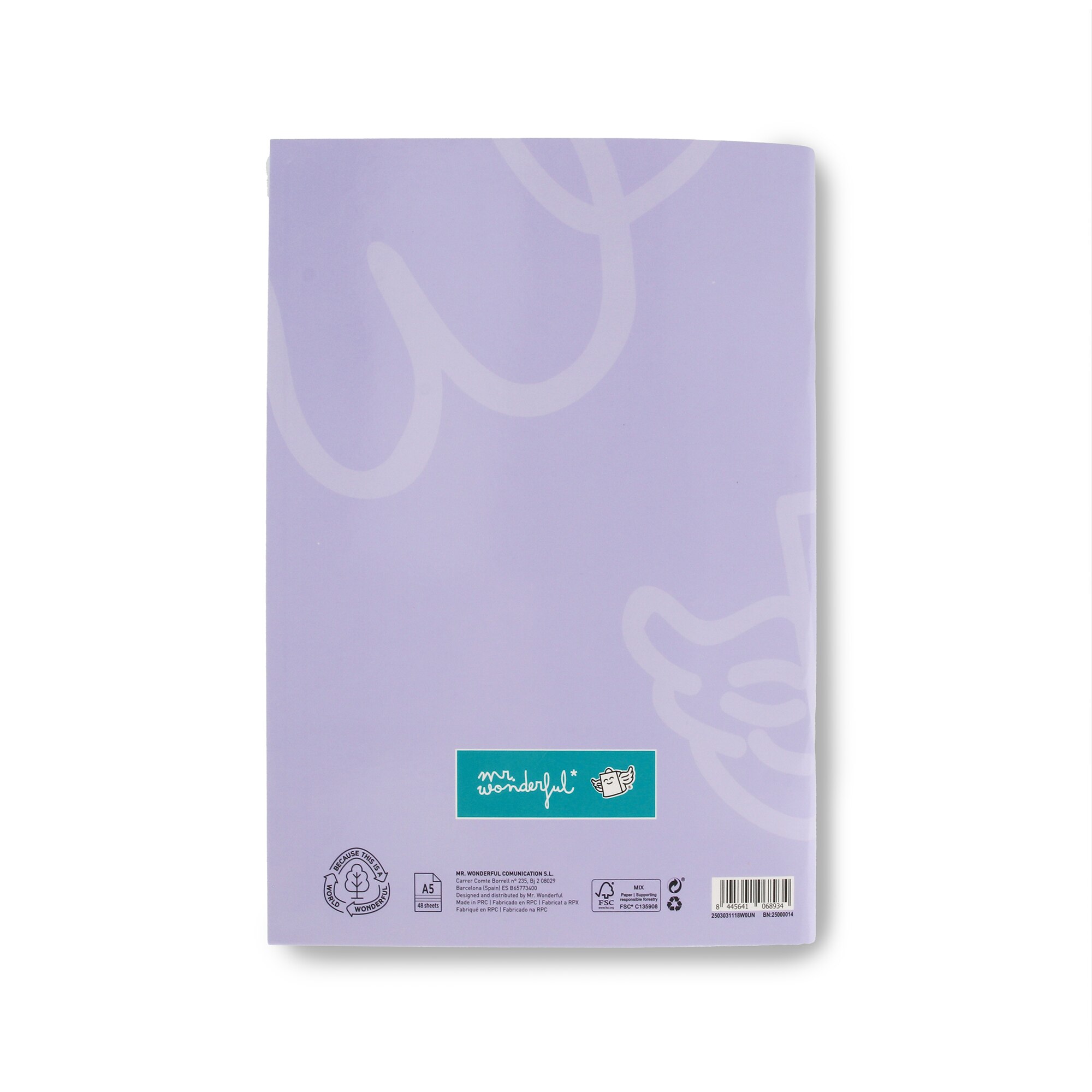 Libreta A5 lila grapada Mr Wonderful: WINGY 2