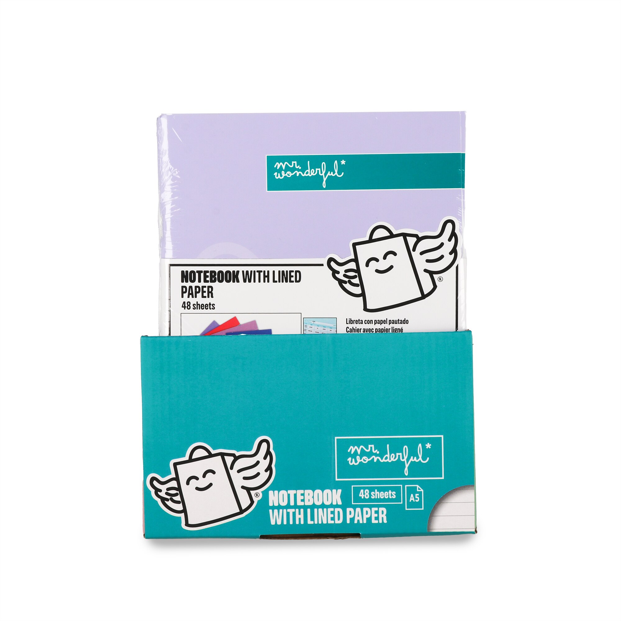 Libreta A5 lila grapada Mr Wonderful: WINGY 7