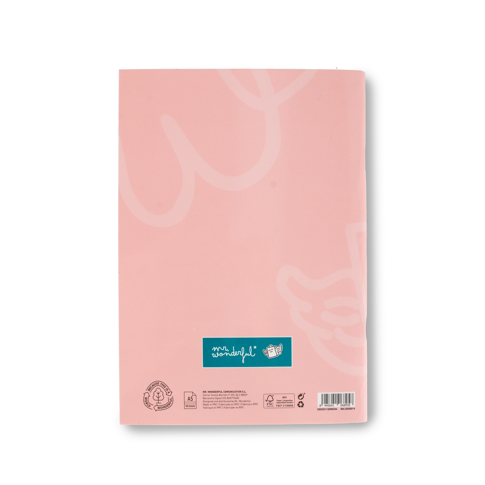 Libreta A5 rosa grapada Mr Wonderful: WINGY 2