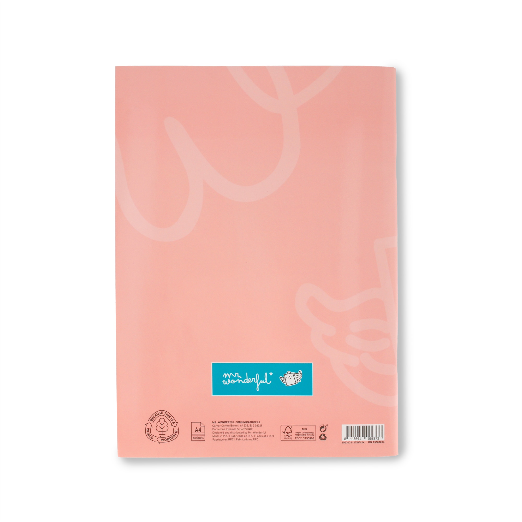 Libreta A4 rosa grapada Mr Wonderful: WINGY 2
