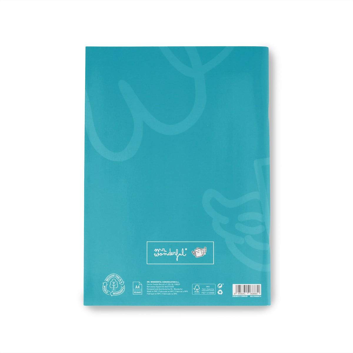 Libreta A5 turquesa grapada Mr Wonderful: WINGY 2