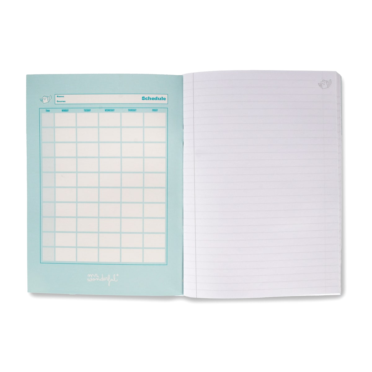 Libreta A5 turquesa grapada Mr Wonderful: WINGY 5