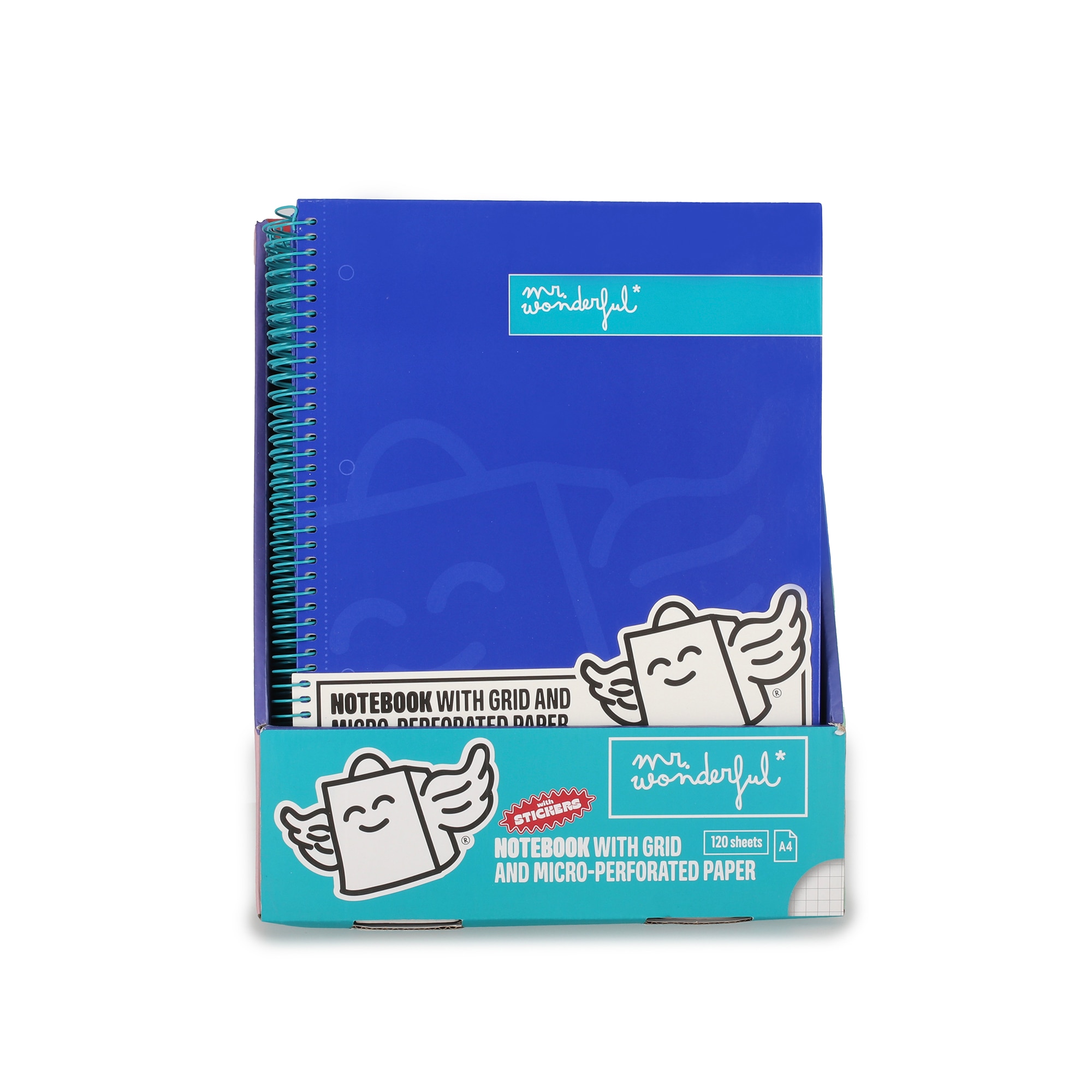 Libreta A4 azul espiral Mr Wonderful: WINGY 13