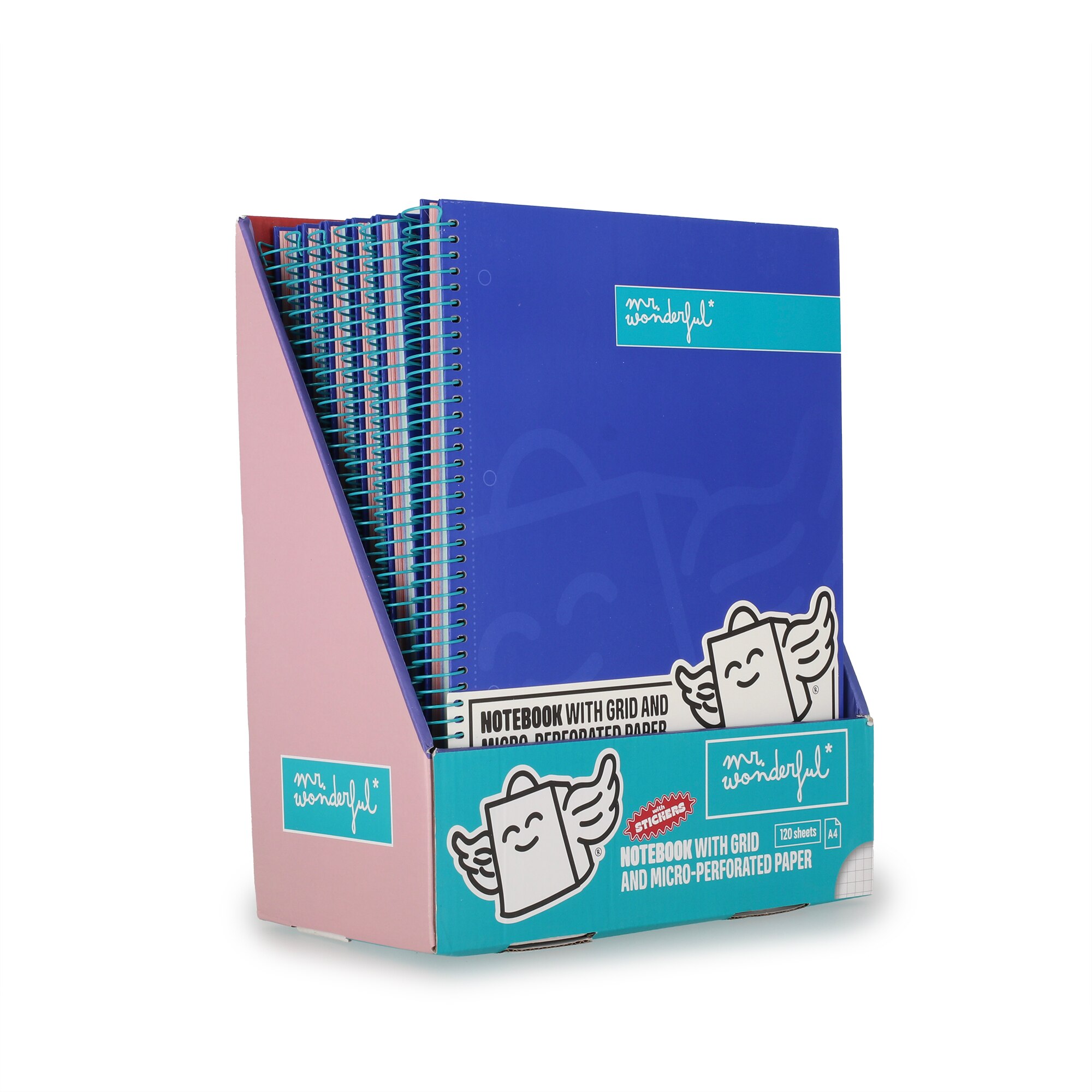 Libreta A4 azul espiral Mr Wonderful: WINGY 14