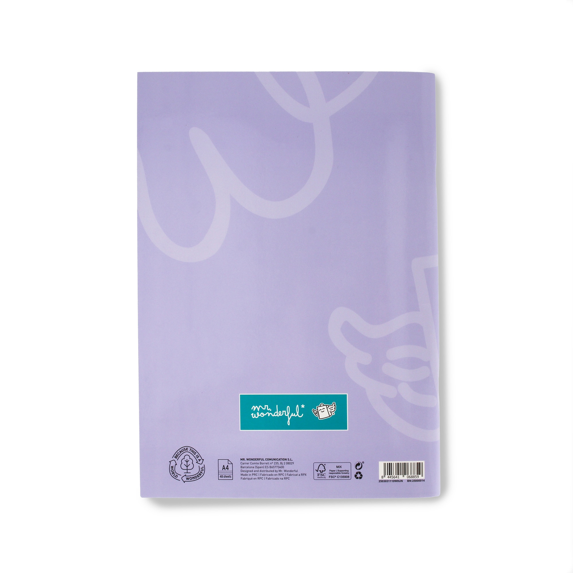 Libreta A4 lila grapada Mr Wonderful: WINGY 2