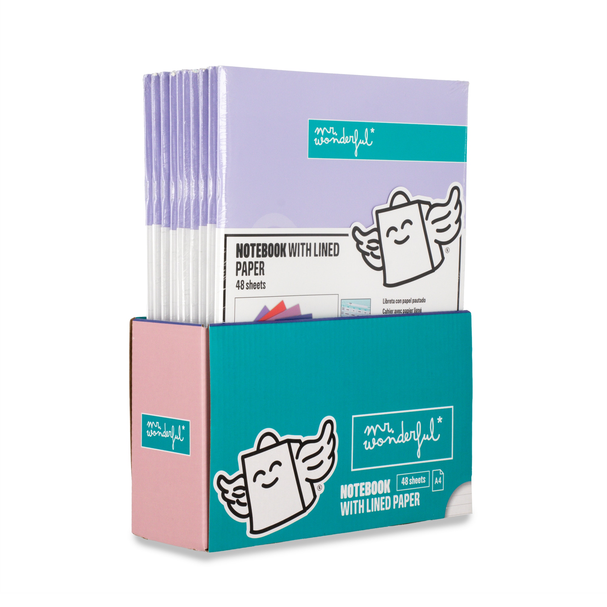 Libreta A4 lila grapada Mr Wonderful: WINGY 7