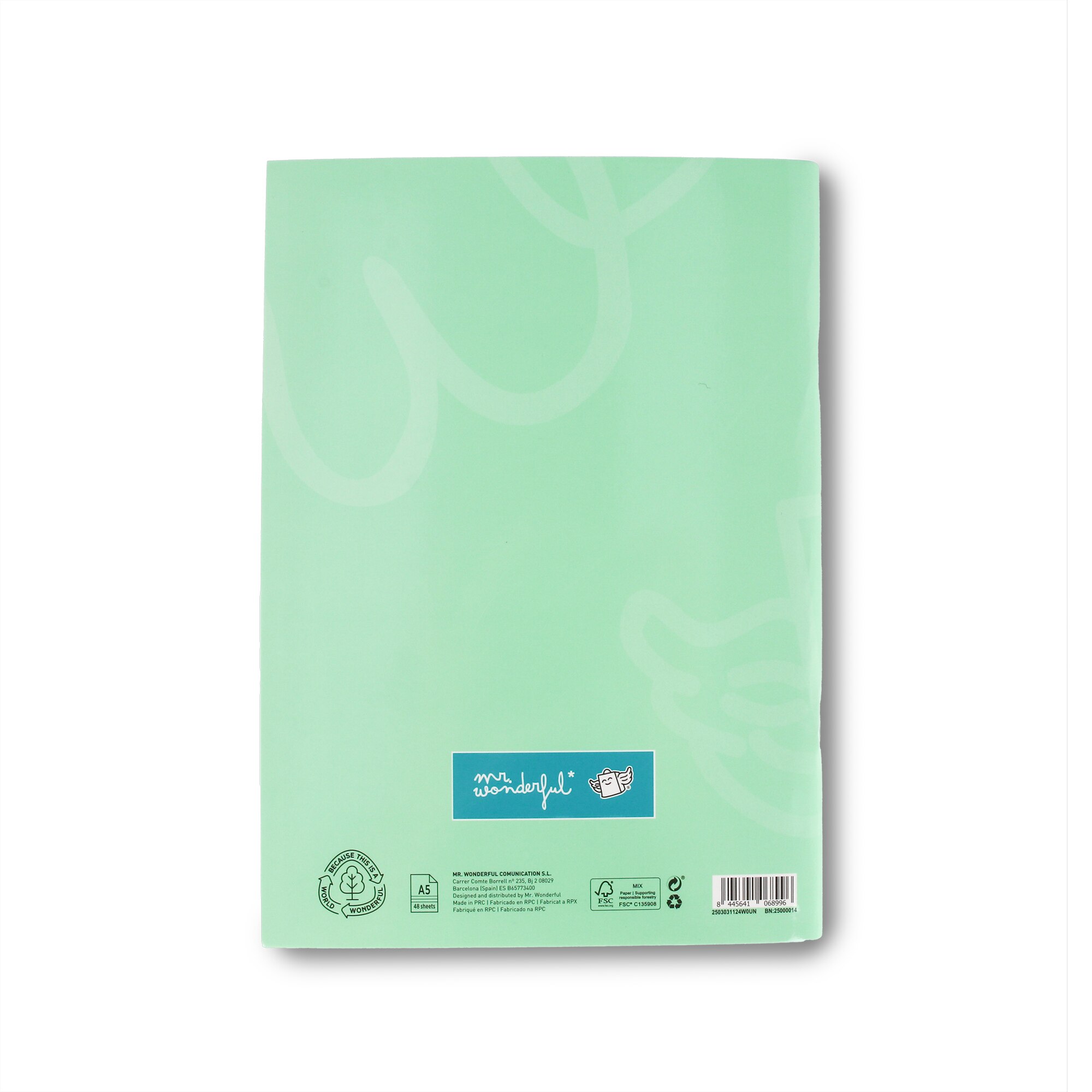 Libreta A5 verde grapada Mr Wonderful: WINGY 2