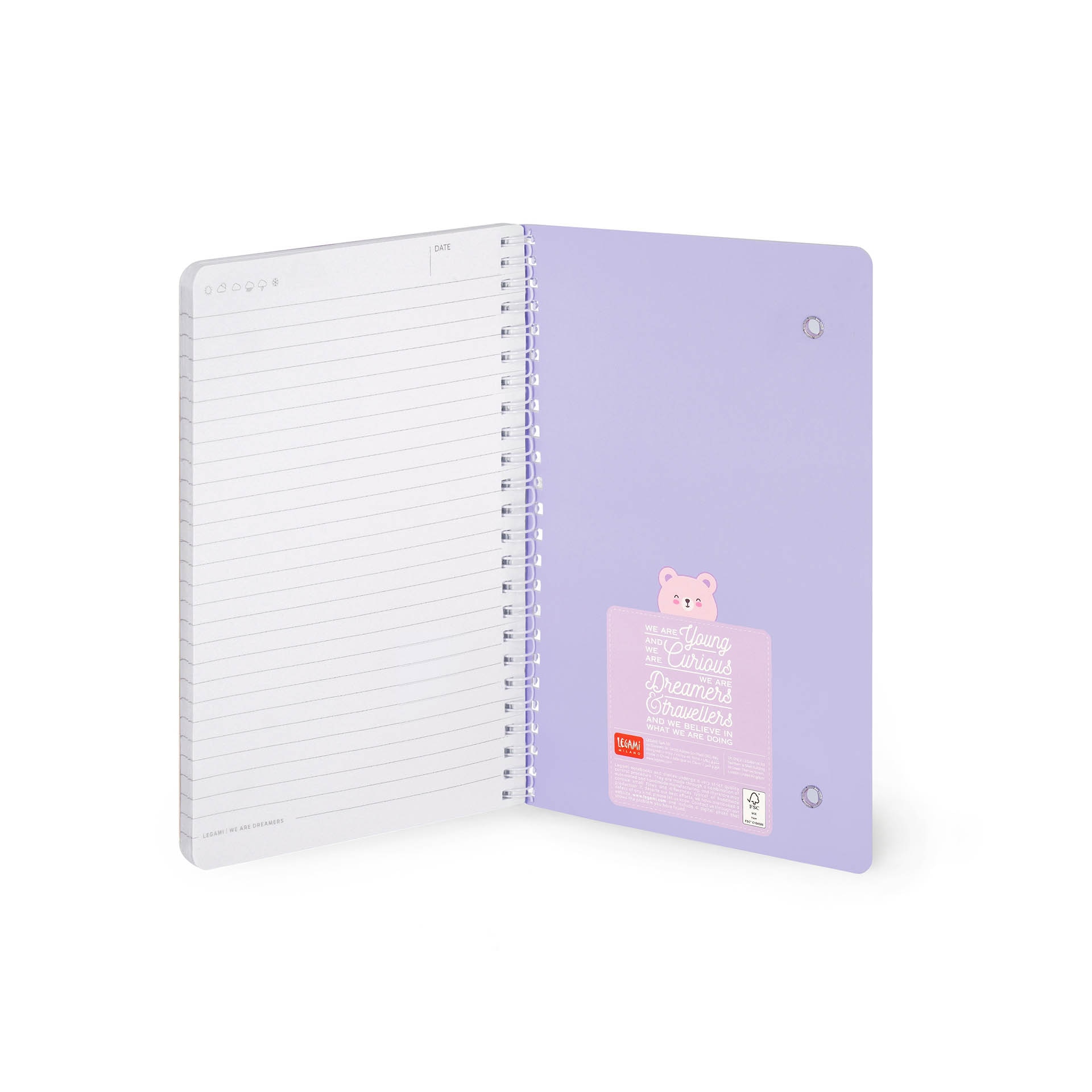 Caderno A5 pautado com espiral Legami Teddy Bear 3