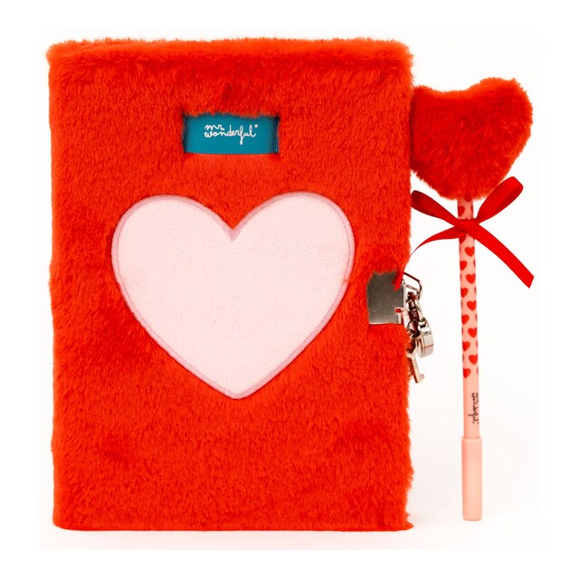Imagem 0 de Diário pessoal + caneta - Coração de pelúcia Mr Wonderful.