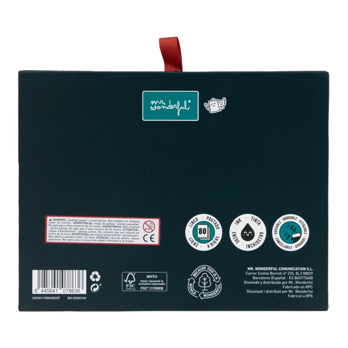 Kit de libreta A6 + tarjetero + boli borrable Bo-Bo Oso Mr Wonderful  - TALENT-OSO. 5