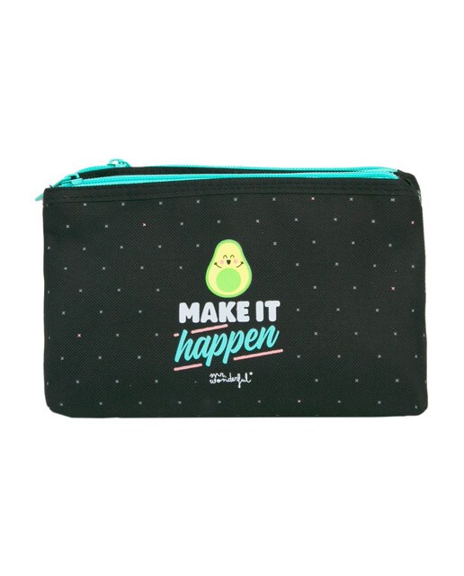 Estojo Duplo para Ir às Aulas com Desenho e Mensagem Make It Happen 1