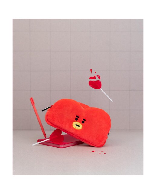 Estojo BT21 Tata em Felpa - Vermelho/Amarelo 8