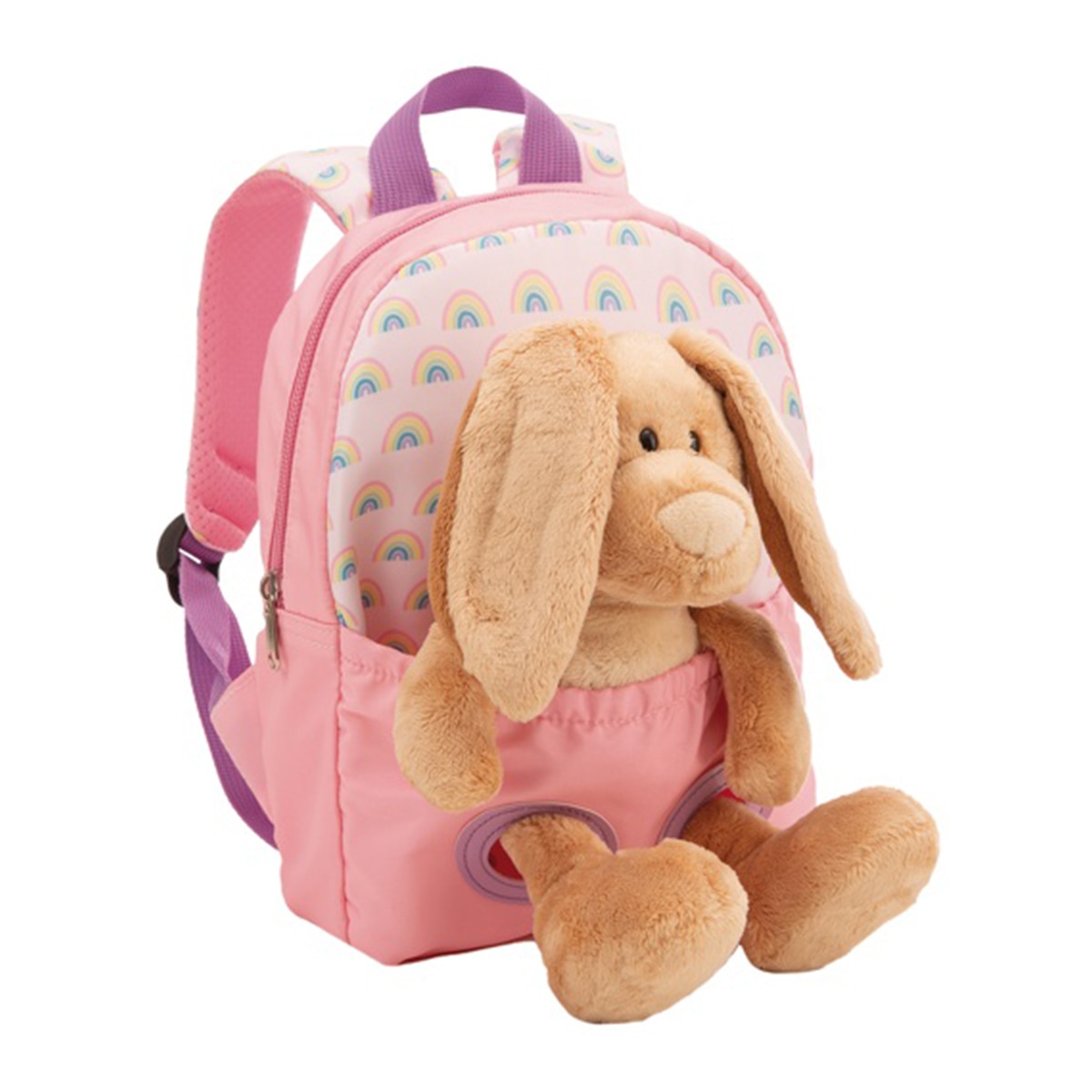 Imagem 0 de Mochila NICI com peluche 21x26cm y conejo 25 cm rosa