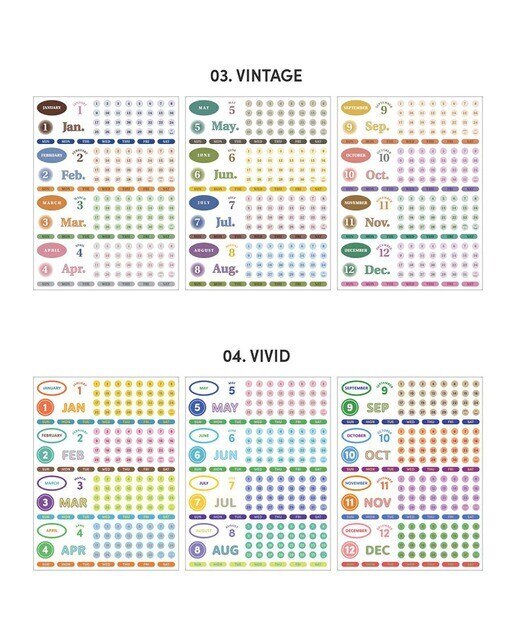 Autocolantes Calendário Vintage 8
