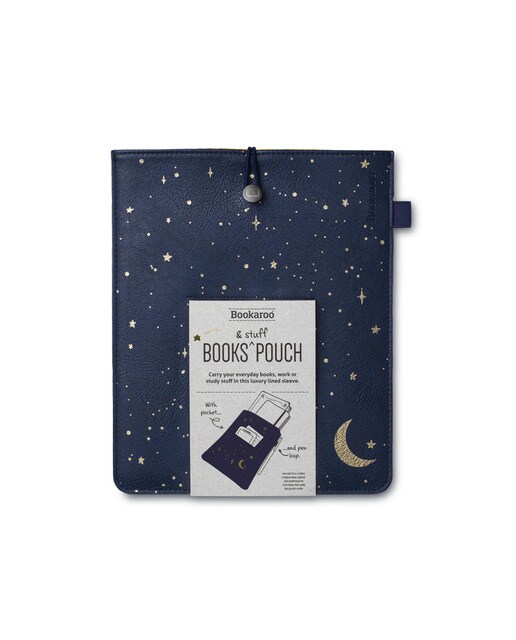 Capa Guarda Livros Tamanho Grande em Couro e com Forro Interior de Veludo Luas e Estrelas 1