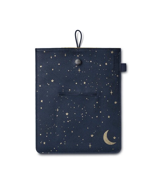 Capa Guarda Livros Tamanho Grande em Couro e com Forro Interior de Veludo Luas e Estrelas 3