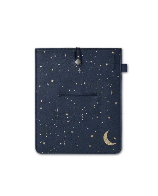 Capa Guarda Livros Tamanho Grande em Couro e com Forro Interior de Veludo Luas e Estrelas 4