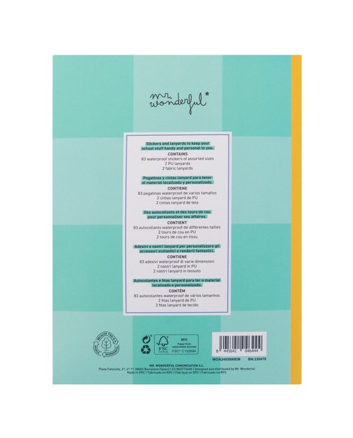 Autocolantes Mr Wonderful e fitas de pendurar para personalizar o material escolar 6