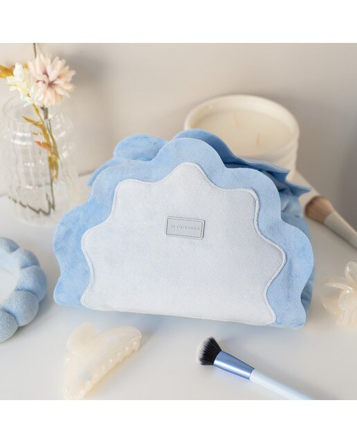 Necessaire de maquilhagem Flamingueo com desenho ondulado concha azul 2