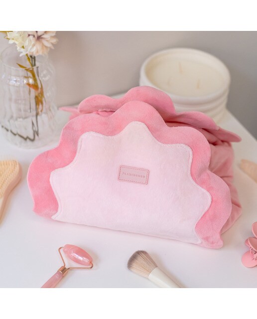 Necessaire de maquilhagem Flamingueo com desenho ondulado concha rosa 2