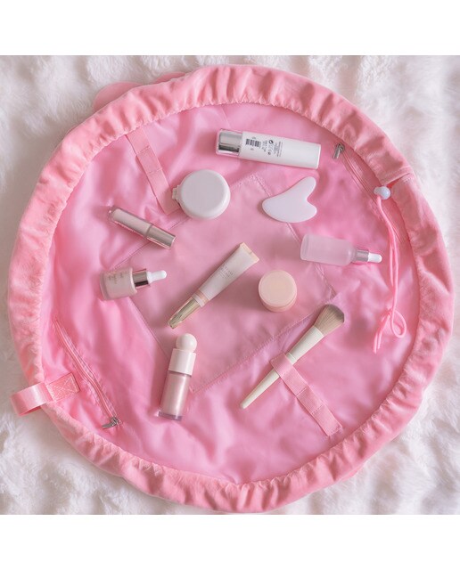 Necessaire de maquilhagem Flamingueo com desenho ondulado concha rosa 3