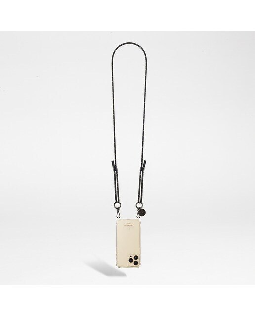 Imagen 0 de Cordón trenzado de algodón Liam La Coque Française con mosquetones metálicos negros negro y dorado Largo graduable