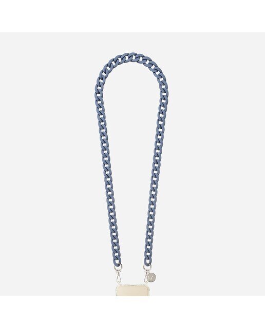 Imagen 0 de Cadena de joyería Sarah con mosquetones plateados de 120 cm en resina azul marino ultrarresistente