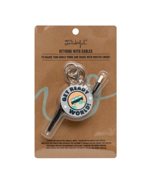 Porta Chaves com cabos para carregar o seu telemóvel Cinza Mr. Wonderful:Get ready, world 2