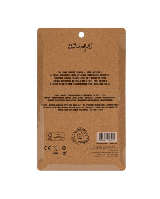 Porta Chaves com cabos para carregar o seu telemóvel Cinza Mr. Wonderful:Get ready, world 5