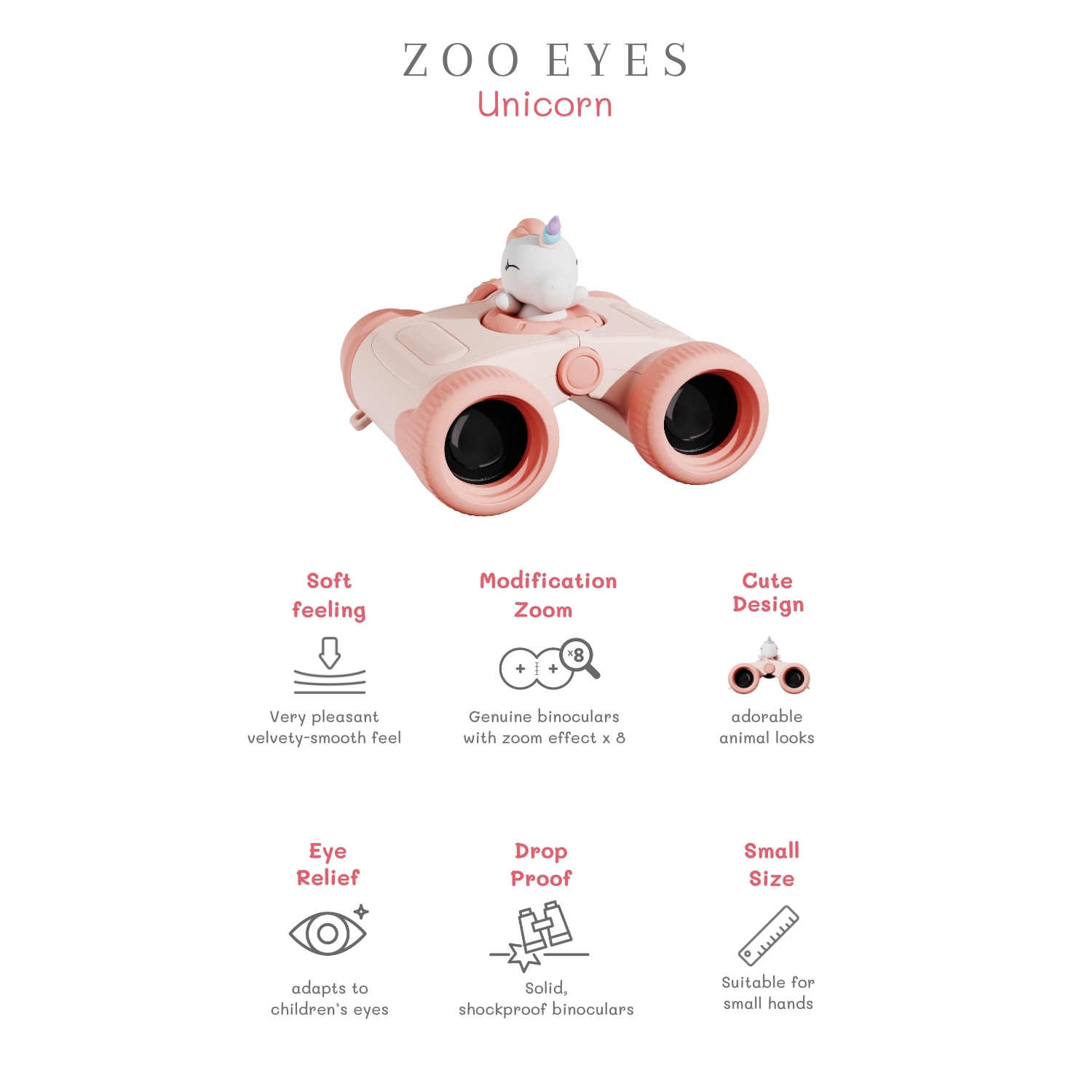 Binóculos Unicórnio The Zoofamily para Crianças Rosa-4