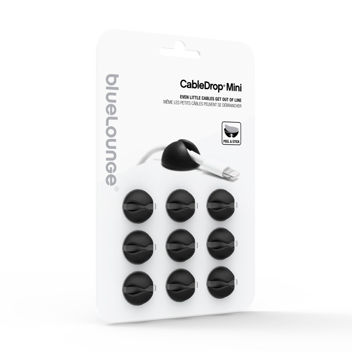 Fixador de cabos Cable Drop Mini Bluelounge Preto 5