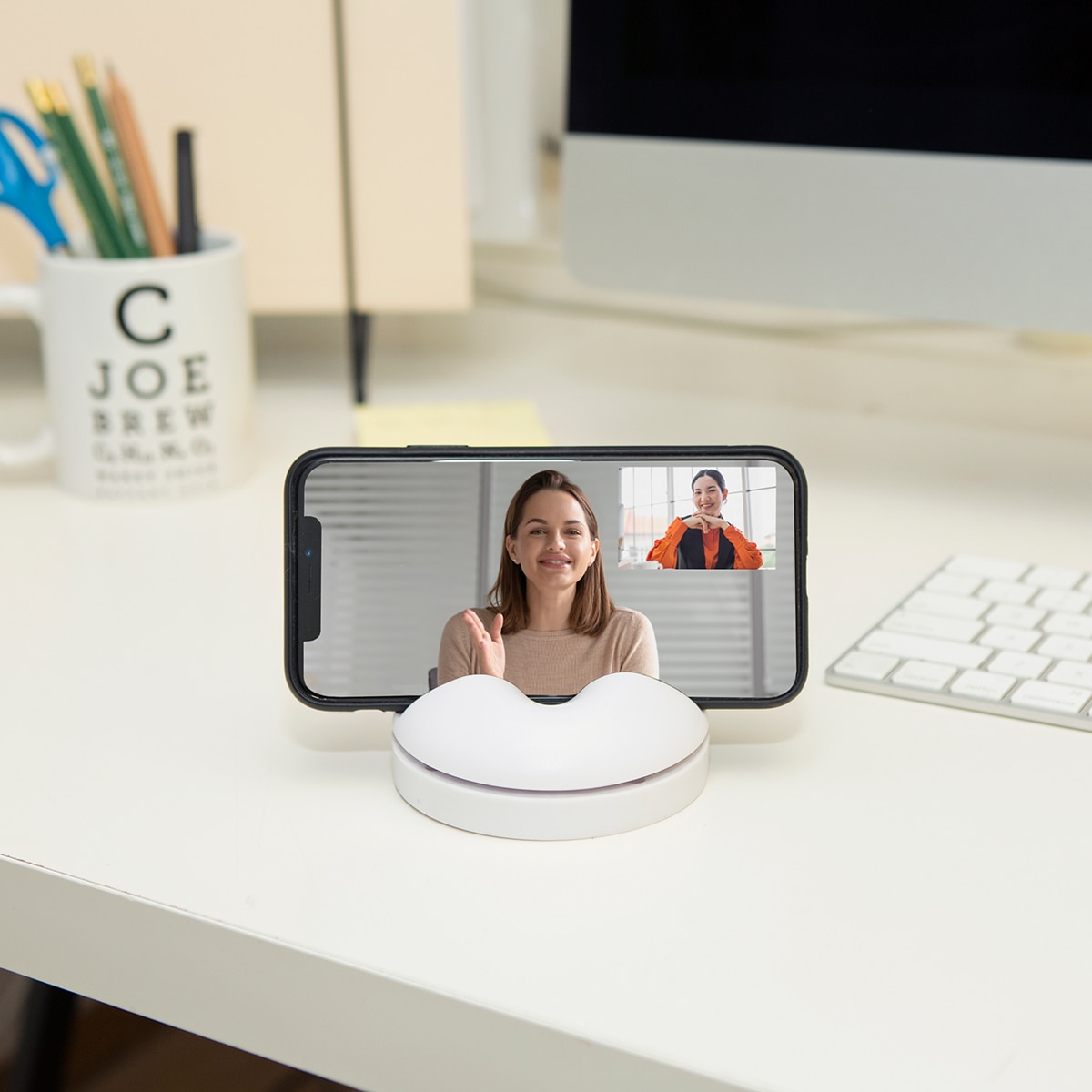 Suporte panorâmico branco para telemóvel 2