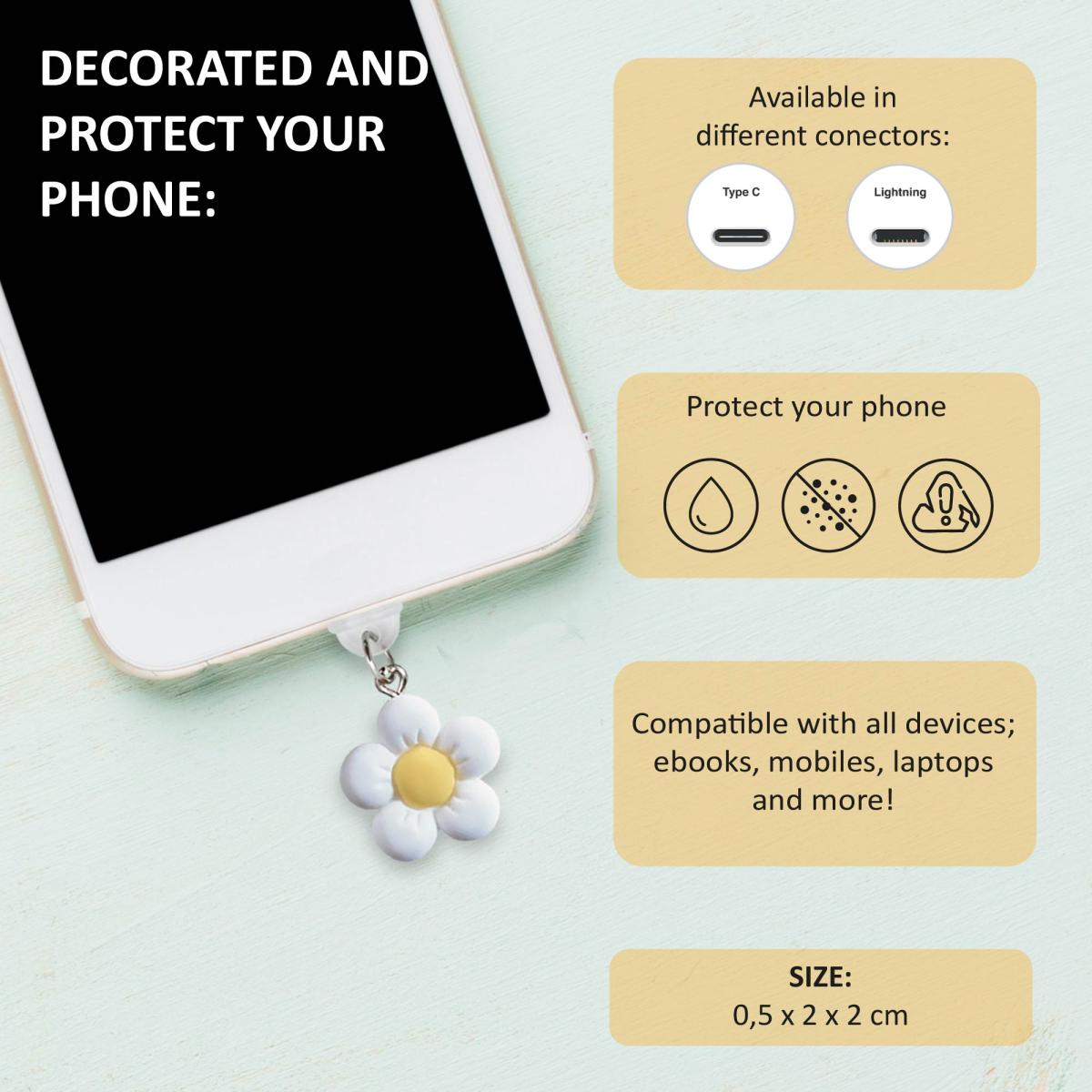 Charm de Flor Branca para móvel Tipo C 4